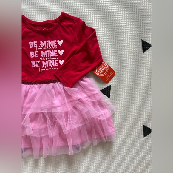 Wonder Nation|Baby girl,toddler Valentine Day Red & Pink Long Sleeve tulle dress - Picture 3 of 6